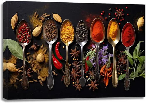 Vista 7 de QIXIANG Arte de pared de frutas y verduras coloridas impresiones en lienzo de comida en la canasta, cocina, restaurante, decoración de pared