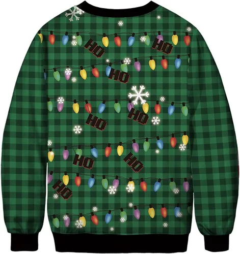 Vista 41 de Sudaderas de Navidad unisex con estampado 3D y cuello redondo, manga larga, suelta, suéter de Navidad