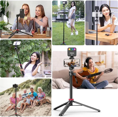Vista 2 de ULANZI MT-44 - Trípode extensible para teléfono de 59", bastón para selfie de 360° con clip para teléfono 2 en 1, trípode de cámara con cabeza