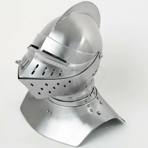 Vista 4 de ANTIQUECOLLECTION Torneo Medieval Margrave Cerrar Casco Plata, plateado