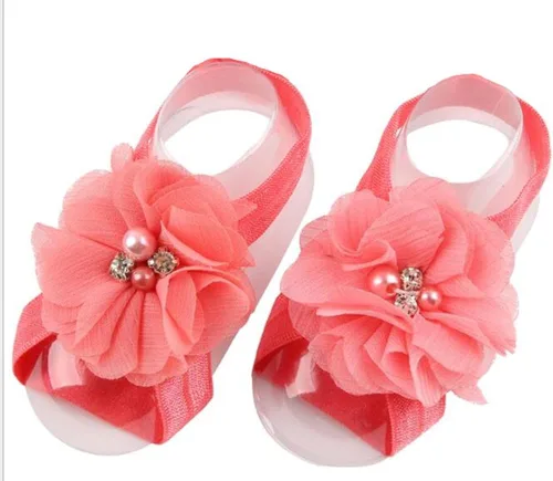 Vista 7 de Toptim Sandalias descalzos para bebé niña con flores para niños pequeños
