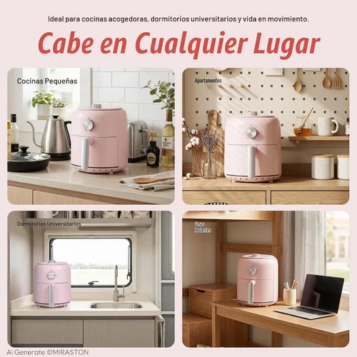 Vista 6 de 2.8QT Small Air Fryer, Mini Pink Air Fryers with Gift Box