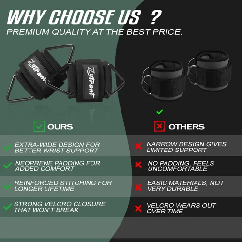 Vista 5 de Wrist Cuffs for Cables Gym, Lifting Cuffs Wrist Straps for Cable Machines Strength Training Equipment