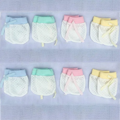 Vista 2 de Lindos guantes de algodón para niños y niñas, guantes ajustables con cordón ajustable para bebés