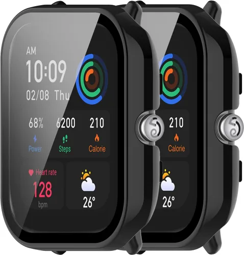 Vista 10 de Funda rígida de policarbonato compatible con Amazfit GTS 4 Mini con protector de pantalla de vidrio templado, resistente a los impactos y a prueba 6