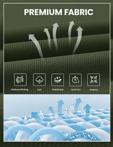 Vista 6 de BGOWATU Polo de golf para hombre, manga corta, cuello para tenis al aire libre Verde militar