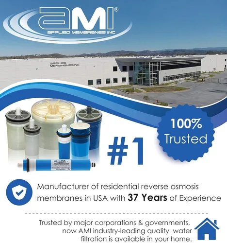 Vista 3 de APPLIED MEMBRANES INC. Membrana de ósmosis inversa 100 GPD Reemplazo del filtro de agua de membrana RO para sistema de filtración de agua