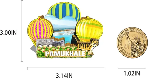Vista 3 de Imán de Pamukkale de pavo para nevera de madera 3D, monumentos de viaje, coleccionables, recuerdos, decoración hecha a mano