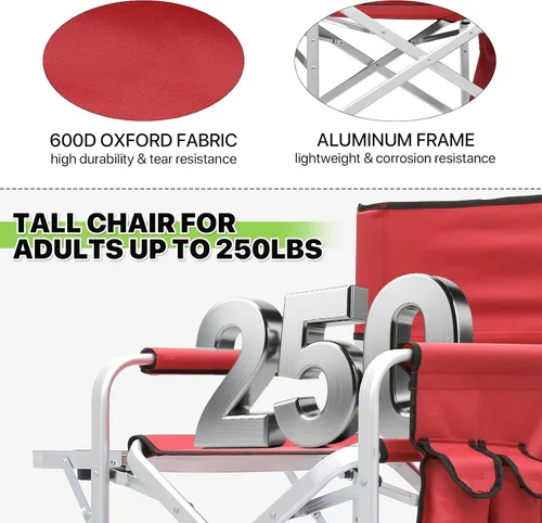 Vista 4 de Magshion Silla alta de director para personas mayores y maquilladores, altura del asiento de 31 pulgadas, capacidad de 250 libras, silla plegable