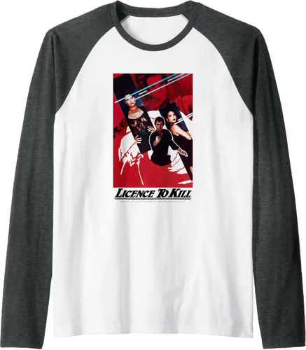 Vista 13 de Official James Bond 007 Licence To Kill - Camiseta de béisbol raglán, Negro - Negro/Blanco