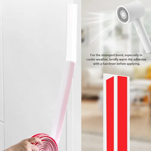 Vista 5 de TAROSE Tapón de puerta en forma de T de 20 pies, cinta de sellado de silicona para puertas y ventanas, color blanco, 1.38 pulgadas de ancho