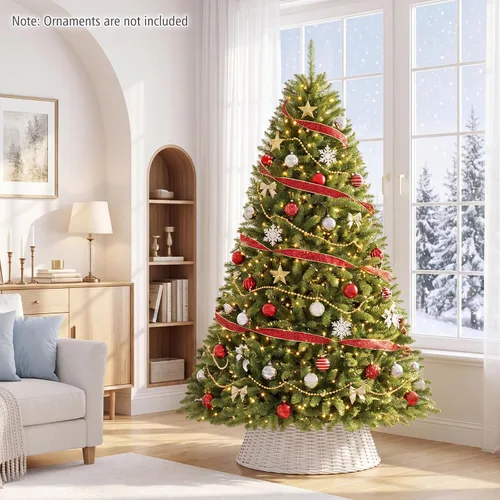 Vista 9 de DREAMADE Árbol de Navidad artificial preiluminado de 6.5 pies, abeto Fraser Green-2