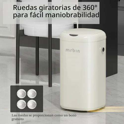 Vista 7 de MRBIN - Basurero de cocina con sensor de movimiento de metal, removible, de 30L / 7.9gal. Cubo de basura con tapa y bolsa absorbente automática