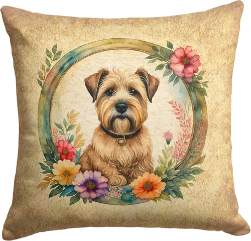 Vista 251 de Caroline's Treasures DAC2072PW1414 Affenpinscher and Flowers - Almohada decorativa de tela, lavable a máquina, para interiores y exteriores