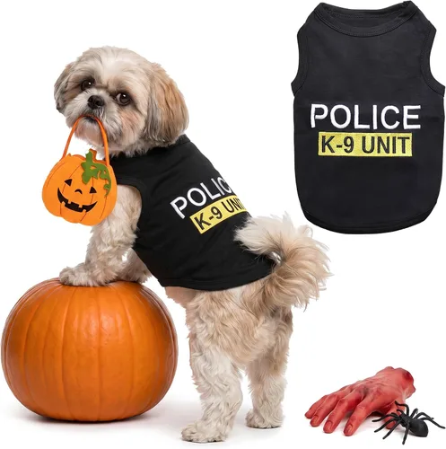 Vista 29 de Camiseta para Perro Parisian Pet - Camiseta Bordada FBI - 100% Algodón, Ropa Transpirable para Perros - Chaleco para Mascotas Sin Mangas - Camisas