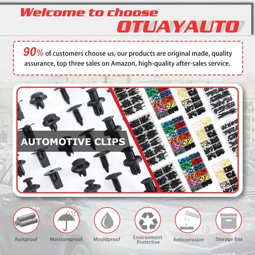 Vista 5 de OTUAYAUTO 50 clips de sujeción de parachoques para guardabarros, OEM # 52161-02020 clips automotrices de nailon tipo empuje de 0.316 pulgadas