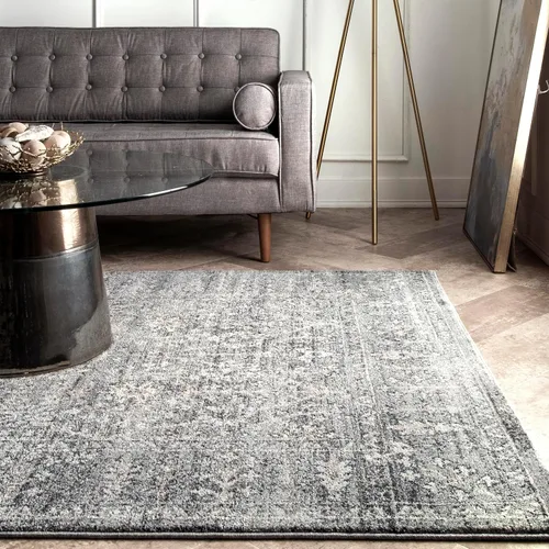 Vista 6 de nuLOOM Bessie - Alfombra tribal de 4 x 6 pies para sala de estar, dormitorio, comedor, cocina, gris/marfil
