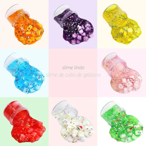 Vista 2 de UIVIEHIR Kit de Slime Transparente Jelly Cube de 8 Paquetes para Niños, Slime Crujiente, Juguete Antiestrés, Obsequios de Fiesta para Niñas y Niños