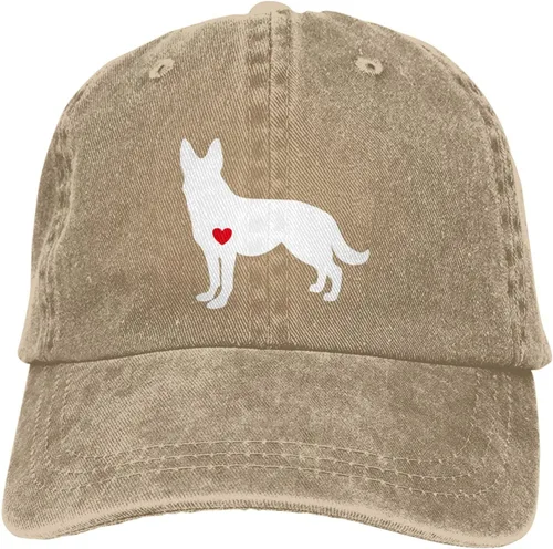 Vista 2 de Gorra de béisbol ajustable para mujer y hombre con diseño de pastor alemán con patrón de corazón, gorra clásica de 6 paneles Snapback para papá