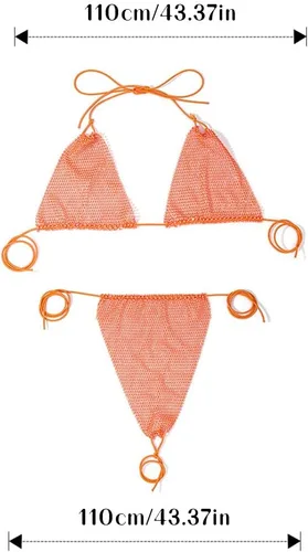 Vista 2 de Gemily Conjunto de bikini de malla con diamantes de imitación para el vientre, cadenas de playa, accesorios de joyería para mujeres y niñas