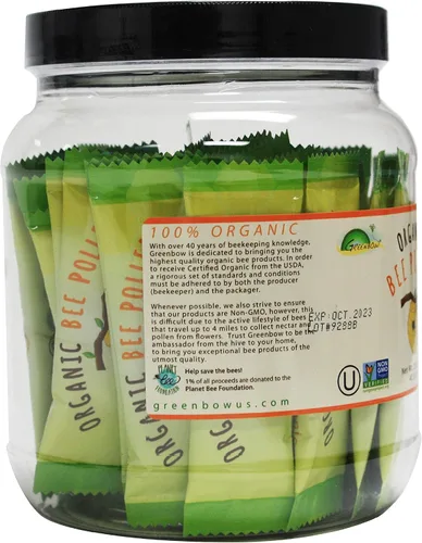 Vista 3 de GREENBOW Polen orgánico de abeja – Polen de abeja 100% orgánico certificado por USDA, puro y natural, superalimento lleno de proteínas, vitaminas