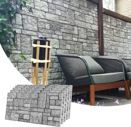 Vista 47 de Dundee Deco Paneles de pared 3D de ladrillo sintético, revestimiento, paneles de pared con aspecto de piedra gris, revestimiento de espuma