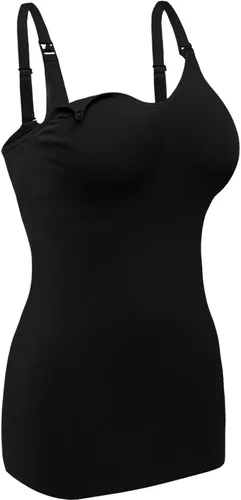Vista 2 de Camisetas sin mangas de maternidad para mujer con brasier integrado para lactancia materna, paquete de 4