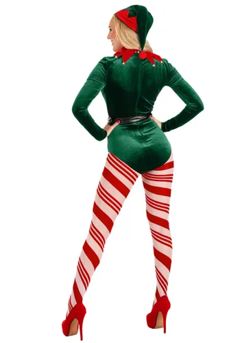 Vista 2 de Disfraz Sexy de Elfo Navideño para Mujer Multicolor