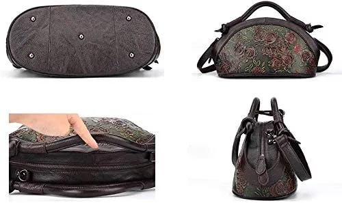 Vista 4 de Bolso de mano de cuero genuino bolso bolso de mano vintage superior asa bolso de trabajo bolso, forro polar verde con licencia oficial de star wars