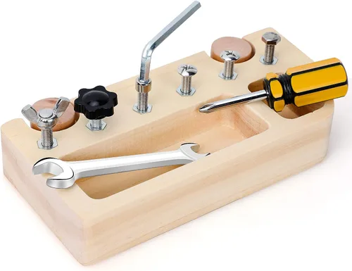Vista 9 de TOY Life Juego de tablero de destornillador Montessori de madera para niños pequeños y niños de 3, 4, 5 años, juguetes sensoriales de autobús