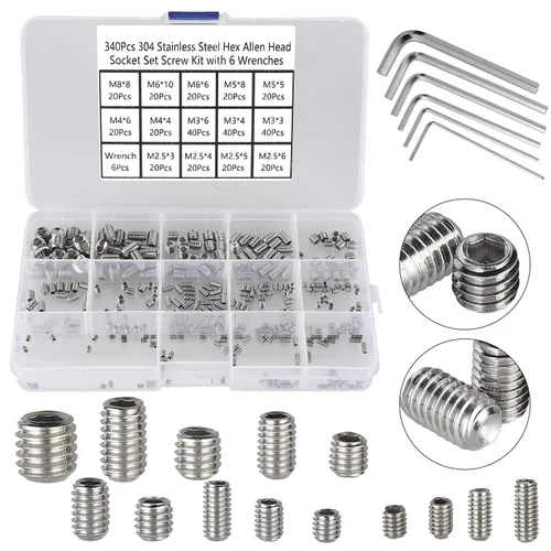 Vista 11 de 440 piezas de 22 tamaños, 4#-40 a 1/4 "-20 estándar SAE Allen cabeza hexagonal Tornillos de cabeza hexagonal, juego de tornillos hexagonales