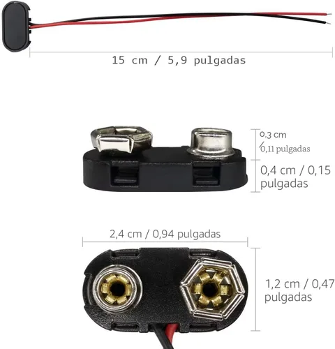 Vista 3 de Conector de batería de 9 V, 10 piezas tipo T de 9 voltios conector de hebilla de plástico duro utilizado en experimentos estudiantiles, u otros