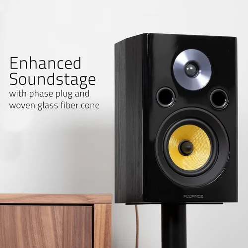 Vista 5 de Fluance Altavoces de sonido envolvente de 2 vías de alta fidelidad para escuchar estéreo de 2 canales o sistema de cine en casa, color negro Negro