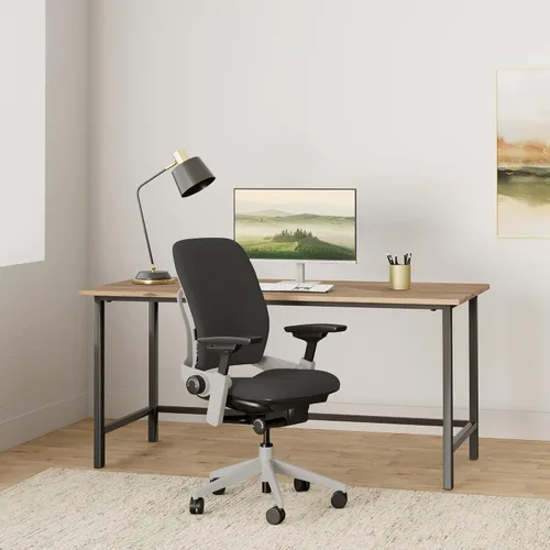 Vista 2 de Steelcase Silla de oficina Leap con ruedas duras tapizadas, regaliz Negro