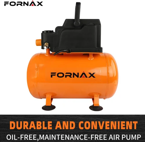 Vista 2 de FORNAX Compresor de aire portátil de 3 galones con kits, compresor de aire para perros calientes de 110 PSI, sin aceite