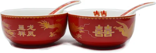 Vista 3 de Liang baobao Juego de 2 cucharas de té de boda chino, dragón de porcelana y fénix para adultos, hombres, mujeres, parejas, fiesta de boda