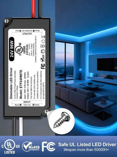 Vista 3 de 96W 24V Regulable LED Driver UL Listado, DC 24V Triac ELV/MLV Clase