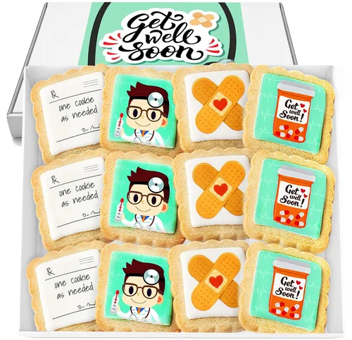Vista 12 de Paquete de 12 cestas de regalo de galletas de feliz cumpleaños, envueltas individualmente para niños, hombres y mujeres, caja de regalo decorada