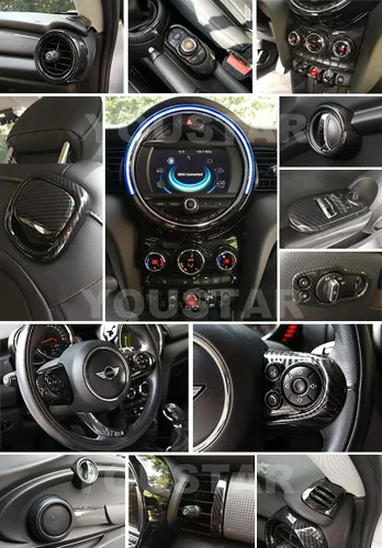 Vista 2 de UNICUS Cubierta de panel de control iDrive con efecto de carbono, 1 x compatible con MINI Cooper S F55 F56 F57
