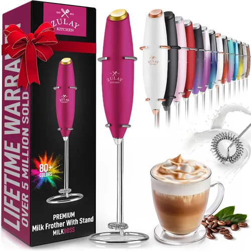 Vista 503 de Zulay Milk Boss Espumador de leche potente manual, hace espuma para latte, batidor para mezclar bebidas, café, miniespumador para capuchino, frappé
