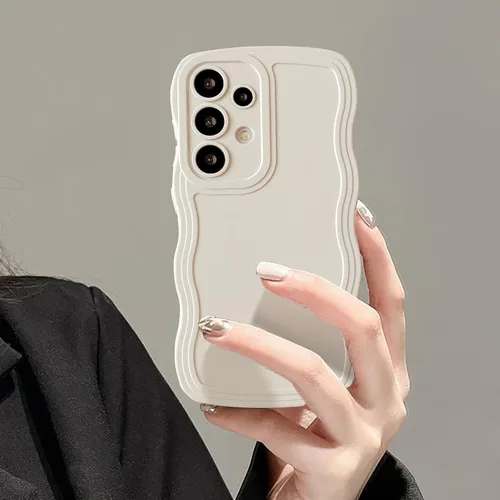 Vista 49 de UEEBAI Funda de silicona con marco ondulado para Samsung Galaxy A13 5G, lindo marco ondulado, ajuste delgado, a prueba de golpes, funda suave y Negro