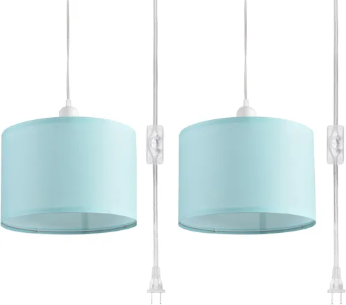 Vista 6 de Paquete de 2 lámparas colgantes enchufables, luz colgante con cable transparente de 15 pies, interruptor de encendido/apagado, pantalla de lámpara 3