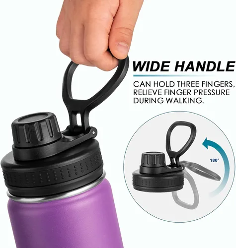 Vista 4 de Koodee Paquete de 2 botellas de agua, de 12 onzas, acero inoxidable, con aislamiento al vacío, con tapa de boquilla a prueba de fugas, color verde