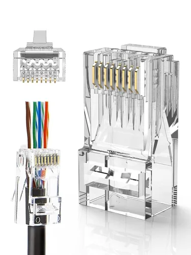 Vista 9 de CableCreation Conectores RJ45, enchufe modular Cat 6A RJ45 (juego de tres piezas), conector de red UTP para cable sólido y cable estándar