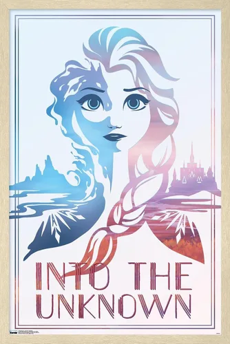 Vista 7 de Trends International Disney Frozen 2 - Póster de pared con texto en inglés "Into the Unknown", 14.725 x 22.375 pulgadas, versión enmarcada de madera