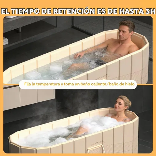 Vista 4 de Bañera portátil para adultos de 59 pulgadas, grande, plegable, sin