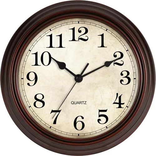 Vista 17 de Reloj de pared de 9 pulgadas, silencioso sin tictac, clásico, funciona con pilas, decorativo para sala de estar, dormitorio, baño, cocina y oficina