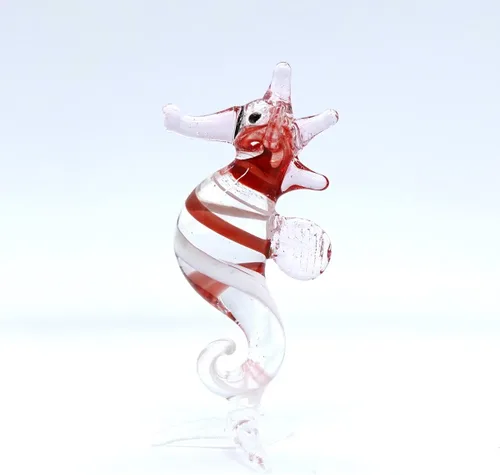 Vista 8 de Figura pequeña de cristal en miniatura de caballito de mar, animal de vidrio soplado hecho a mano, bonita decoración del océano, regalo