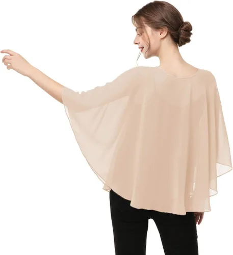 Vista 2 de Capas para mujer, chal de gasa casual, capa de gasa transparente, chal y envoltura, poncho capelets