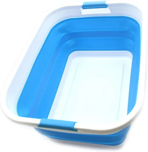 Vista 7 de SAMMART Cesta de lavandería de plástico plegable de 41L (10.8 galones) - Contenedor/organizador de almacenamiento plegable emergente - Tina